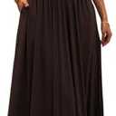 Mieazom Women's Summer Maxi Dress 2025 - Sleeveless Square Neck Casual Beach Sundress with Pockets, Flowy Patchwork Knit, S