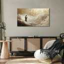Jesus Walking on Water Canvas Wall Art Christian Walking With God Paintings Pictures Wall Decor Religious Bible Stories Printing Artwork for Living Room Bedroom Church Home Decoration Ready To Hang, 3,39ft x 19 inch