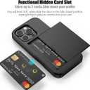 Nvollnoe Compatible with iPhone 16 Pro Case with Card Holder Heavy Duty Protective Dual Layer Shockproof Hidden Slot Slim Wallet Phone Cover for Women&Men 6.1 inch(Black)