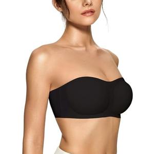 OEAK Womens Strapless Bras Push Up Bandeau Bra Non Slip Wireless Supportive Padded Bras Seamless Comfortable Tube Bra, M
