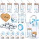 6 Sets Baby Shower Prizes for Game Players Blue Snowflake Baby Shower Winners Guest Gifts Candle Tumbler Coaster Pen Gift Bag Wedding Bridal Game Prizes Party Favors