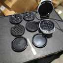 Baker's Friend 4 in 1 Mini Waffle Maker with Removable Plates, Set Includes Mini Pancake, Donut, Heart Shape Waffle Makers, Compact Size, Recipe Included, Blue