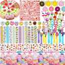 194PCS Candy House Favors- Candy Bag, Dessert Bubble Stick, Donut Keychain, Cake Mini Car,Temporary Tattoo Stickers, Cake Resin Decoration, Bracelet, Ice Cream Straw, Birthday, Festival Celebrations