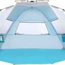 Wolfwise Instant Beach Tent Sun Shelter with Zippered Extendable Porch for Privacy, Portable Beach Tents with Carrying Bag, Easy Setup Pop up Beach Shade for 6-7 Person, 110 x57x57 in, Blue
