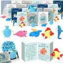 50 Sets Desk Pets Bulk Animal Erasers Emotional Support Desk Pets Positive Affirmation Puzzle Pencil Eraser Toys Pocket Hugs Tokens Gifts Box Raffia for Appreciation Prizes Rewards (Ocean)