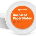 Amazon Basics 9" Uncoated White Paper Plates 100 Count (Pack of 1)