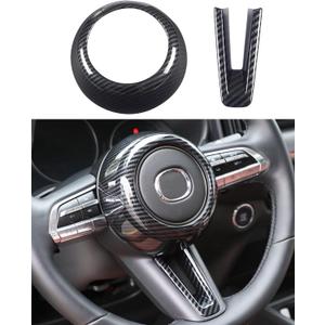 For Mazda CX-50 Mazda 3 CX-30 Steering Wheel Protective Trims Cover, Sporty Carbon Fiber Style Interior Accessories for Mazda CX50 CX 50 2023 2024 2025 Mazda 3 CX30 CX 30 2020-2024