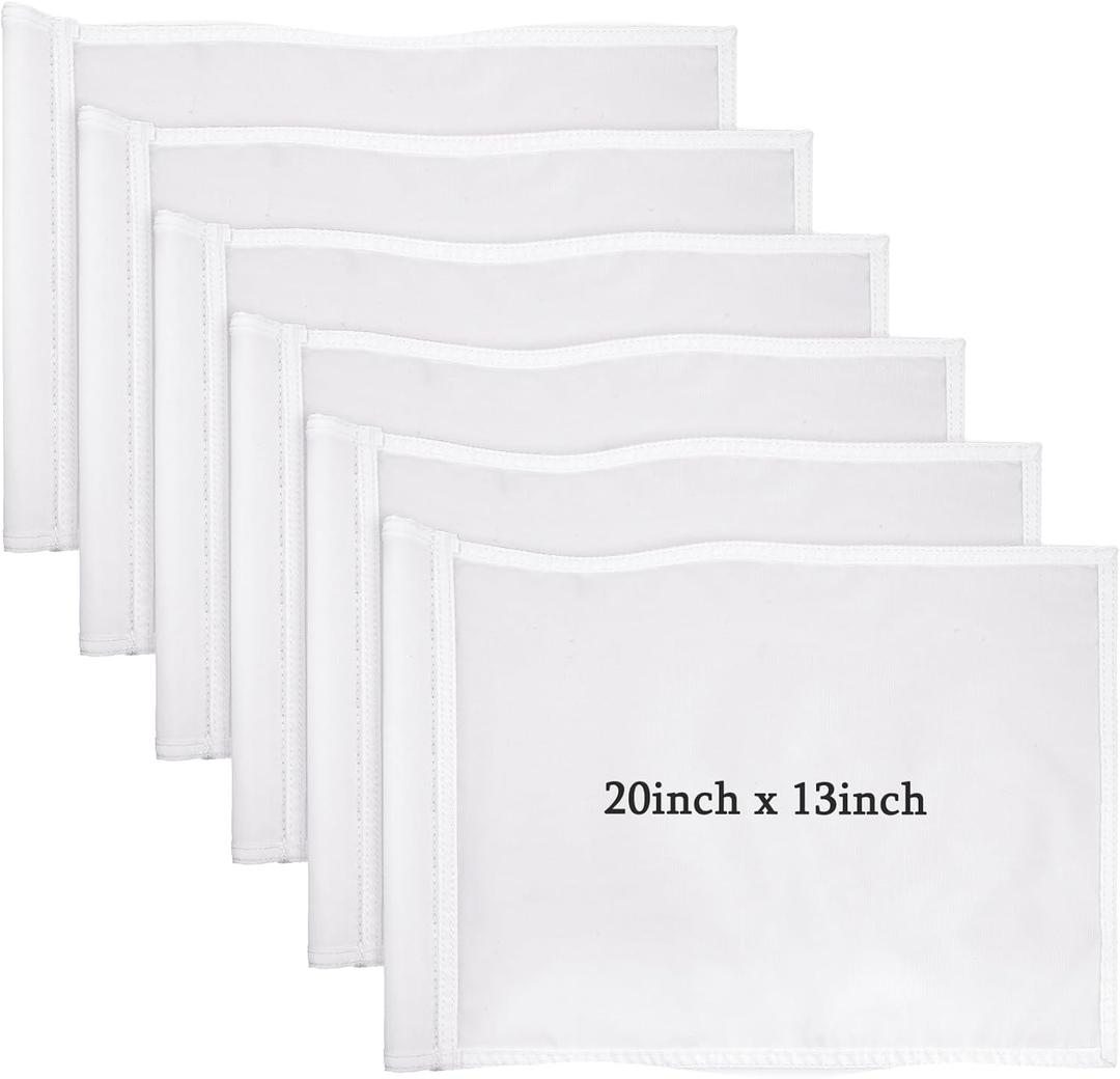 Nuenen 6 Pieces Large Golf Flags with Tube Inserted 20 x 13 Inch 420D Nylon Golf Pin Flags Waterproof Putting Green Pin for Backyard Practice Courses Country Club Garden (White)