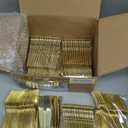 Bestluck 300PCS Gold Plastic Silverware for 100 Guests, Heavy Duty Gold Disposable Utensils Sets, Includes 100 Forks, 100 Spoons, 100 Knives, Elegant Cutlery Perfect for Wedding, Party