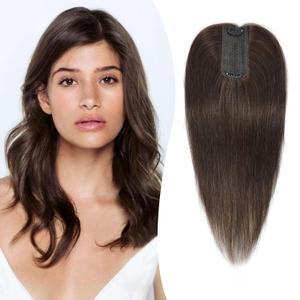 Urbeauty Hair Toppers for Women Real Human Hair for Thinning, 16 inch 2x5Silk Base Upgrade Topper, Clip-in Volume Enhancer, Natural-Looking, No Glue, Breathable, Lightweight (#4)