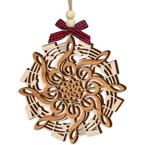 2 x Music Note Christmas Ornament 2025 - Music Gifts for Men and Women, Holiday Musical Gift Ideas for Lovers, Teachers, Musicians, Friends, Family - 2-Layered Wooden Ornaments