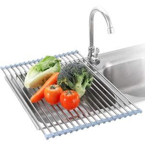 Seropy Extra Large 20.5"x13.7" Roll Up Dish Drying Rack Over The Sink Dish Drainer for Kitchen Counter, Sink Drying Rack Dish Drying Mat Folding Dish Rack Kitchen Sink Organizer Home Essentials (Gray)
