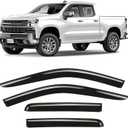 CLIM ART Incredibly Durable Rain Guards for Chevrolet (Chevy) Silverado/GMC Sierra 2019-2025 Double Cab, Tape-on Window Deflectors, Vent Deflector, Vent Window Visors,Truck Accessories,4pcs- 419004LP