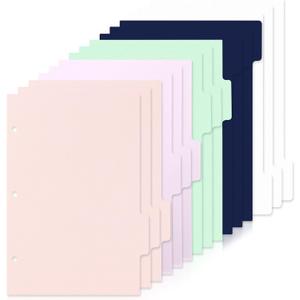 (5.5 x 8.5 inch) 15 Tab 3 Hole Punch Dividers with Tabs Disc Bound Dividers Junior Size discbound Notebook Accessories 5 Color for Office Meeting