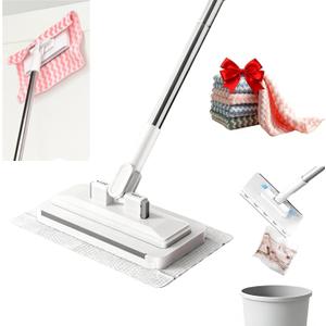 Snap Grip Mini Mop, Zero Touch Mini Mops, Gap Dust Cleaner Flat Mops with Locking Head & Sweeping Cloths, 92cm Long Handle Mopping Sweeper Stick for Multi Cleaning (1*mop+5*Cloth)