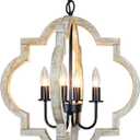 19.49'' Farmhouse Orb Chandelier, 4-Light Rustic Dining Room Light Fixture, Farmhouse Light Fixtures Adjustable Height, Hanging Pendant Lighting for Dining Room Kitchen Island Entryway Foyer (Distressed white)