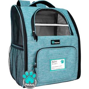 PetAmi Dog Backpack Carrier for Small Large Cat, Pet, Puppy, Ventilated Pet Hiking Backpack Travel Bag, Airline Approved Cat Backpack Carrier, Camping Biking Dog Bag Up to 18lbs Pet, Teal Turquoise