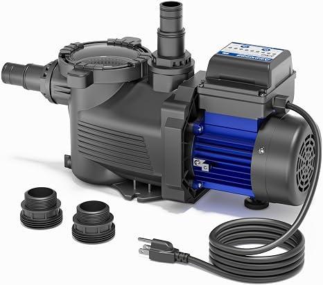 Aquastrong 2/3 HP Above Ground Pool Pump with Timer, 115V, 3000GPH, 1.25"&1.5''adapter, High Flow, Powerful Self Primming Swimming Pool Pumps with Filter Basket, Navy Blue