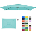 JEAREY 6.5x10 ft Rectangular Patio Umbrellas Outdoor Market Umbrella with Push Button Tilt and Crank, Rectangle Table Umbrella 6 Sturdy Ribs UV Protection for Pool Garden Backyard Deck, Peacock Blue