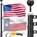 Flag Pole for Outside in Ground-16FT Telescoping Extra Thick Heavy Duty FlagPole for Yard,with 3x5 American Flag,Telescopic Adjustable Outdoor Flag Poles,for Commercial or Residential(Black)