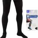 Truform Compression Socks, 20-30 mmHg, Men's Dress Socks, Thigh High Over Knee Length, Black, Large