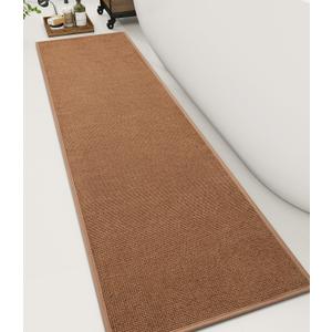 YIHOUSE Bathroom Rugs Mat 16x59, Non Slip Quick Dry Bath Mats for Bathroom Absorbent Ultra Thin Bath Rugs Machine Washable Fit Under Door for Sink, Cabinet, Laundry (Orange, 16"x59")