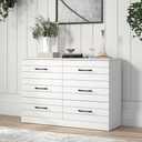 Galano Elis 6 Drawer Dresser with Interlock – Modern Wooden Chest of Drawers for Bedroom, Nursery, Kids Closet Organizer, 47.2" W x 15.8" D x 31.5" H, Matt White