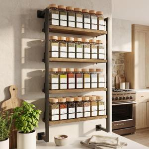 ZICOTO Space Saving Spice Rack Organizer Shelf for Wall Mount - Easy To Install Modern Hanging Racks For up to 56 Jars - Perfect Seasoning Organizer For Your Kitchen