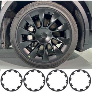For Tesla Model Y 20 Inch Wheel Rim Protector Hubcaps Induction Wheels Rim Cover Tire Trim Rings Matte Black 4Pcs Model Y Accessories