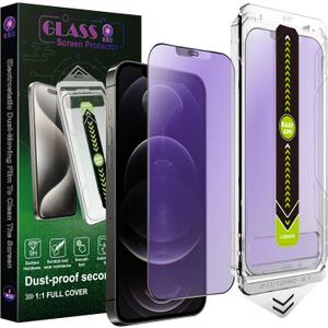 (2-Pack Anti Blue Light Matte Screen Protector for iPhone 12/12 Pro (6.1-Inch),9H Tempered Glass,Anti-Glare,Full Coverage,Anti-Fingerprint,Auto Dust Removal,Bubble-Free