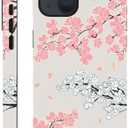 TRAGHEIR for iPhone 15 Plus Case Floral - Cute Cherry Blossoms Aesthetic Phone Case for Women Girls,Protective Cases for iPhone 15 Plus,Beige
