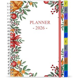 2 x 2026 Planner - Weekly & Monthly Planner Runs Jan 2026 to Dec 2026, 6.25" x 8.25", 12 Monthly Tabs, 14 Notes Pages, Inner Pocket, Flexible Cover with Twin-Wire Binding, Planners 2026 (Red, 6.25" x 8.25")