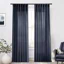 XTMYI Indigo Blue Curtains 108 Inches Long for Living Room 2 Panels Set Back Tab Hook Pleat Linen Extra Long Sheer Curtain Drapes for Dining Room, Total Wide 100 x 108 Inch Length, Dark Navy