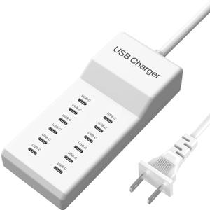 USB C Charger, 60W Charging Station, 12 Port USB C Desktop Charger, Charge Block Compatible with iPhone 11/12/13/14/15/LG/Smartphone/Tablet/other USB Devices