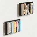 Floating Book Frame Wall Mount - Invisible Metal Bookshelves for Home Decor, Set of 2 Modern FloatingShelves for Bedroom, Living Room & Office - Black (16.5 in)