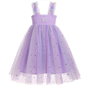 Baby Girls Tutu Dress Toddler Galaxy Sequins Layered Princess Tulle Party Dress with Flower Headband 110, Purple 