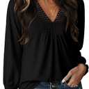 Dokotoo Women's Casual V Neck Long Sleeve Shirts Loose Tunic Tops Business Tee Blouses (X-Large, Black)
