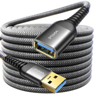 AINOPE USB Extension Cable, USB Extender, USB 3.0 Extension Cable, Male to Female Cord High Data Transfer Compatible with USBKeyboard, Flash Drive, Hard Drive, Printer, 24.6FT, Black