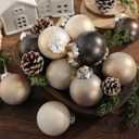 Yunlly 24 Pcs Textured Christmas Ball Ornaments 2.36'' Neutral Christmas Tree Decor Modern Vintage Brown Hanging Decor Shatterproof Home Ornaments for Large Rustic Farmhouse Xmas Tree (Vintage Color)