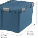IRIS USA WeatherPro 74 Qt Eco-Friendly Storage Bins with Lids, 4 Pack, BPA-Free Plastic Gasket Box with Tight Latch and Seal, Stackable Nestable Tote Tub - Navy