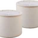 lampshades Set of 2, Drum Lamp Shades Set of 2, Lamp Shades for Table Lamps Easy Assembly Required Lamps Shades Natural Linen Fabric(Beige, 10"x10"x8")