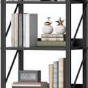 HOOBRO Bookshelf, 5-Tier Industrial Bookcase, Book Shelf Storage Organizer, Tall Bookshelf with Metal Frame for Living Room, Bedroom, Home Office, Kitchen, Black BB73SJ01