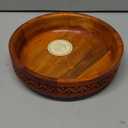 EDHAS Mango Wood Decorative Round Carved Bowl for Decoration, Centerpiece Bowl for Table (10" x 10" x 2.5")
