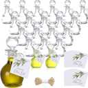 Vesici 20 Set Olive Oil Bottle with Stopper 100ml Mini Glass Oil Cruet Dispenser with Label Vinegar Bottle with Spout for Kitchen Salad Dressing Syrup Container for Wedding Christmas Baby Shower Favor