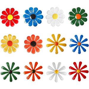 Metal Flowers Garden Decorations Set,12 Pcs Metal Flowers Statues Wall Art Decor,Metal Sunflower Daisy Hanging Ornament For Indoor Living Room Bedroom Outdoor Backyard Porch Patio Fence Decoration