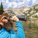 LifeStraw Peak Series - Collapsible Squeeze Bottle Water Filter System - 1L for Trail Running, Camping, Hiking, Travel, Cycling, and Fishing; Mountain Blue