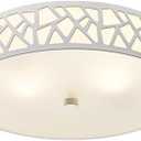 2-Light Flush Mount Ceiling Light, 12 inch Modern Ceiling Light Fixture with White Metal and Frosted Glass Shade for Hallway, Kitchen, Bedroom