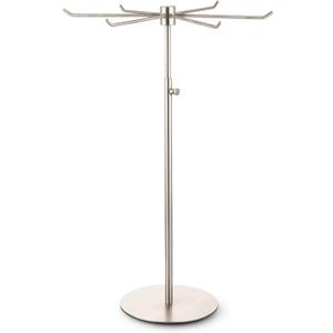 Spinning Jewelry Display Stand - Rotating Keychain Display Stand - Adjustable Height Jewelry Organizer - Countertop Jewelry Display Display Stands for Vendor Events (Brushed Silver, 1 Pack)