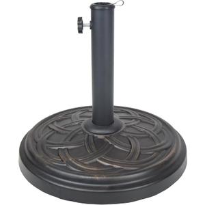Oakland Living Round 33lb Concrete Patio Umbrella Stand, Antique Black and Bronze, 4235-US33-AB