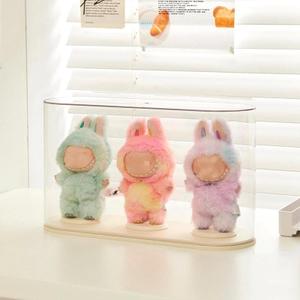 Clear Stand Display Case for 5.9-6.7 Plush Dolls, Collectible Toy, Action Figures, Transparent Dust-Proof Protective Storage Box with Cover, V2